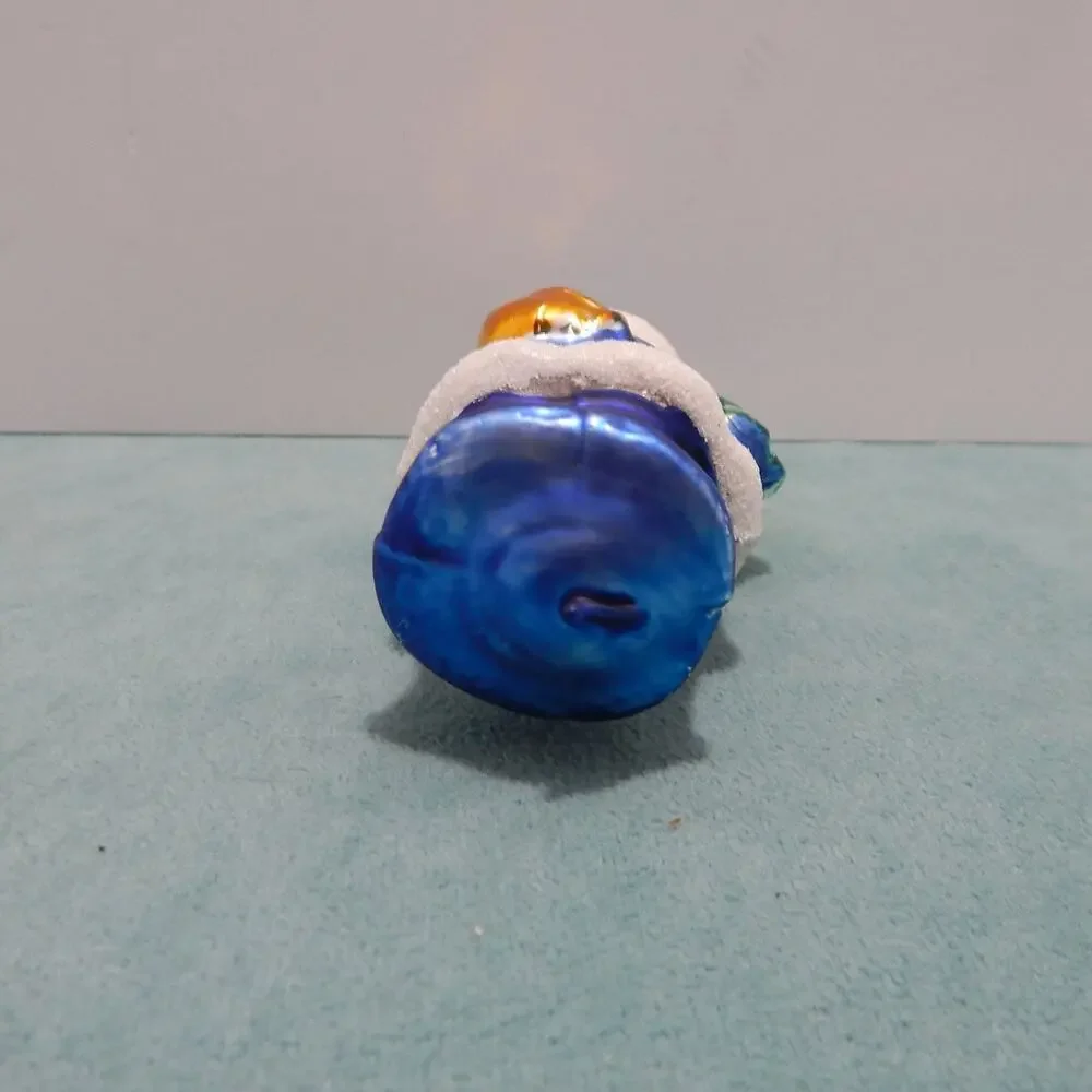 Vintage Christmas Tree Ornament Santa Claus Blue Robe Blown Glass Germany